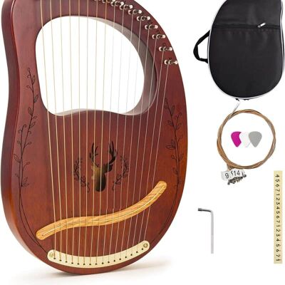 Unbranded Lyre Harp, 16-String Mahogany Lyra Harp Kit, Stringe... Unbranded Lyre Harp, 16-String Mahogany Lyra Harp Kit, Stringe...
