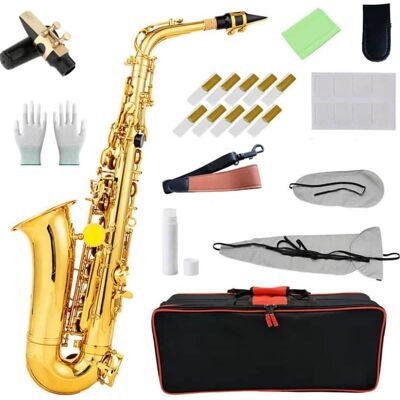 Unbranded Alto Saxophone High Quality Brass Sax with E-Flat Go... Unbranded Alto Saxophone High Quality Brass Sax with E-Flat Go...