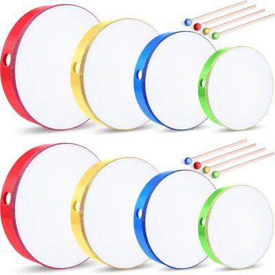 Unbranded 8 Pcs Hand Drums Percussion Wood Frame Drums with St... Unbranded 8 Pcs Hand Drums Percussion Wood Frame Drums with St...
