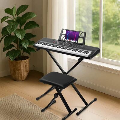 Unbranded 61 Key Lighting Keyboard with Piano Stand, Piano Ben... Unbranded 61 Key Lighting Keyboard with Piano Stand, Piano Ben...