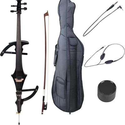 Unbranded Ebony Electric Silent Metallic Black Cello in Style ... Unbranded Ebony Electric Silent Metallic Black Cello in Style ...