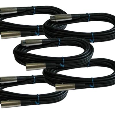 Unbranded 5 PACK balanced 3pin XLR male to female mixer to pow... Unbranded 5 PACK balanced 3pin XLR male to female mixer to pow...