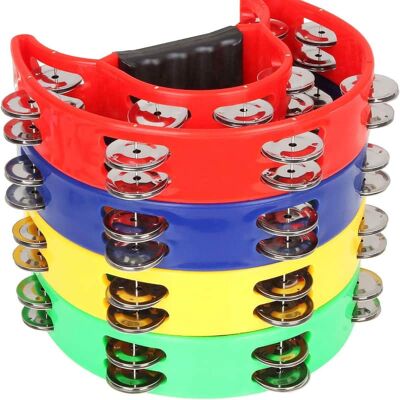Unbranded 4 Pack 9" Half Moon Handheld Tambourine Metal Jingle... Unbranded 4 Pack 9" Half Moon Handheld Tambourine Metal Jingle...