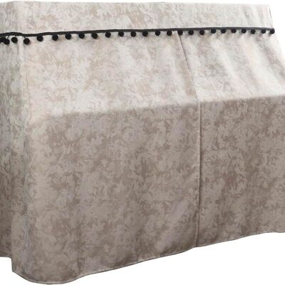 Unbranded Upright Piano Cover, Beige with Black Pom-Pom Trim, ... Unbranded Upright Piano Cover, Beige with Black Pom-Pom Trim, ...