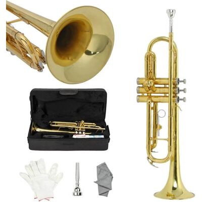 Unbranded New Paint Gold Student Concert Bb Golden Trumpet w/ ... Unbranded New Paint Gold Student Concert Bb Golden Trumpet w/ ...