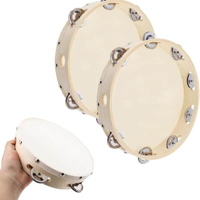 Unbranded Wooden Tambourine Hand Held Drum Bells 2Pcs, 6 inch ... Unbranded Wooden Tambourine Hand Held Drum Bells 2Pcs, 6 inch ...