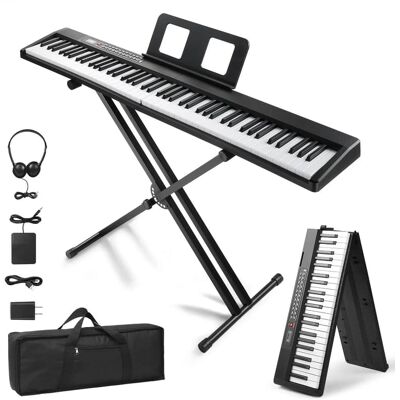 Unbranded Piano Keyboard + Stand Pedal Bag 88 Key Velocity Sen... Unbranded Piano Keyboard + Stand Pedal Bag 88 Key Velocity Sen...