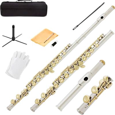 Unbranded 16 Keys Closed Hole C Flute Kit for Beginners - Gold... Unbranded 16 Keys Closed Hole C Flute Kit for Beginners - Gold...