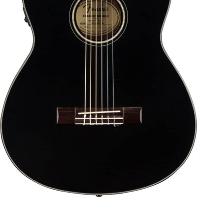 Fender CN-140SCE Nylon Thinline Classical Guitar Black w/Case Fender CN-140SCE Nylon Thinline Classical Guitar Black w/Case