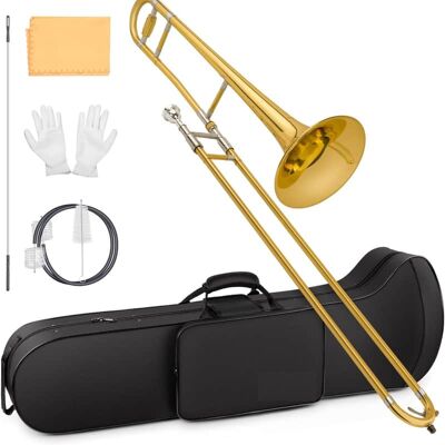 Unbranded Bb Alto Slide Trombone for Beginners Students - Gold... Unbranded Bb Alto Slide Trombone for Beginners Students - Gold...