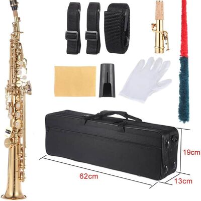 Unbranded Brass Straight Soprano Sax Saxophone Bb B Flat Woodw... Unbranded Brass Straight Soprano Sax Saxophone Bb B Flat Woodw...
