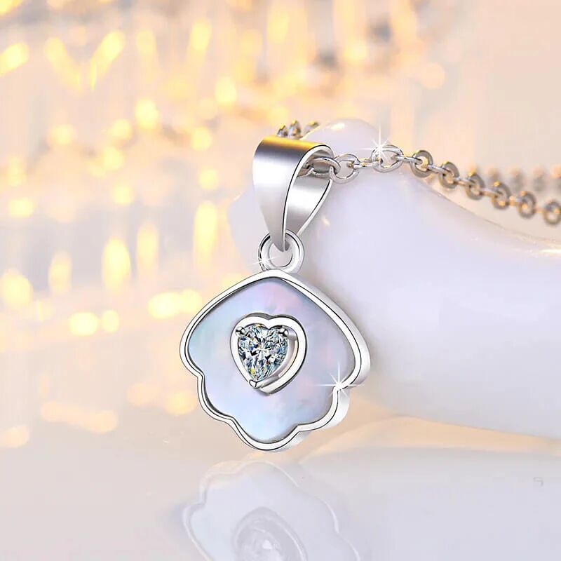 Mounteen Cloudy Heart Pendant Necklace Cubic Zirconia Gemstone 925 Sterling Silver