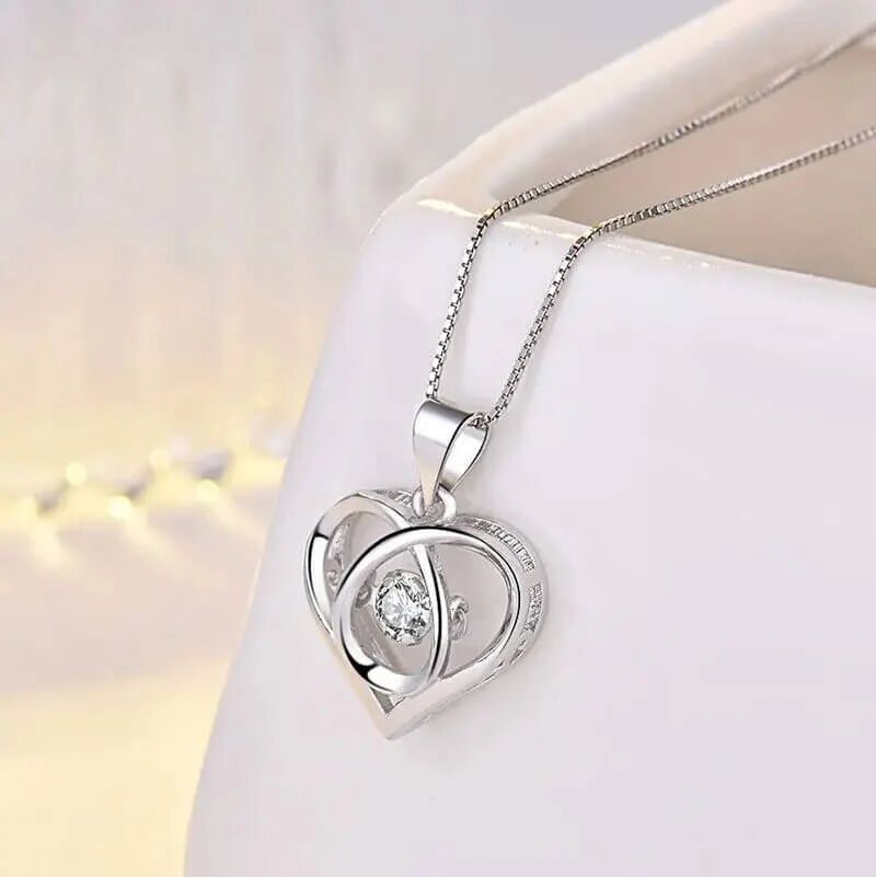 Mounteen Heart In A Cage Pendant Necklace Cubic Zirconia 925 Sterling Silver