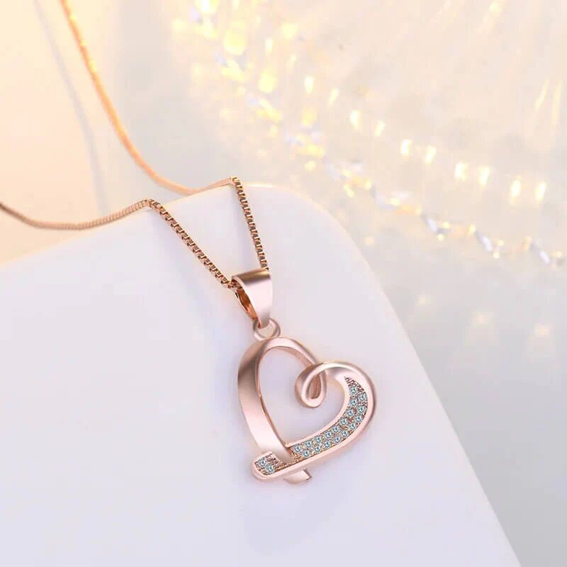 Mounteen Heart Pendant Necklace Cubic Zirconia Gemstones 925 Sterling Silver