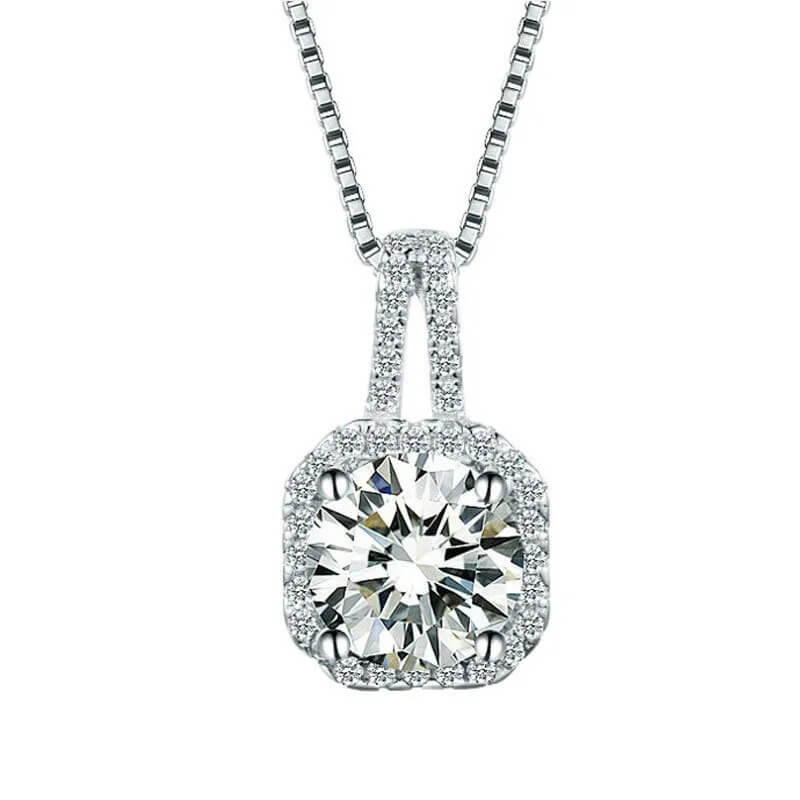 Mounteen Large Imitation Diamond Pendant Necklace With Zirconia Gemstones 925 Sterling Silver