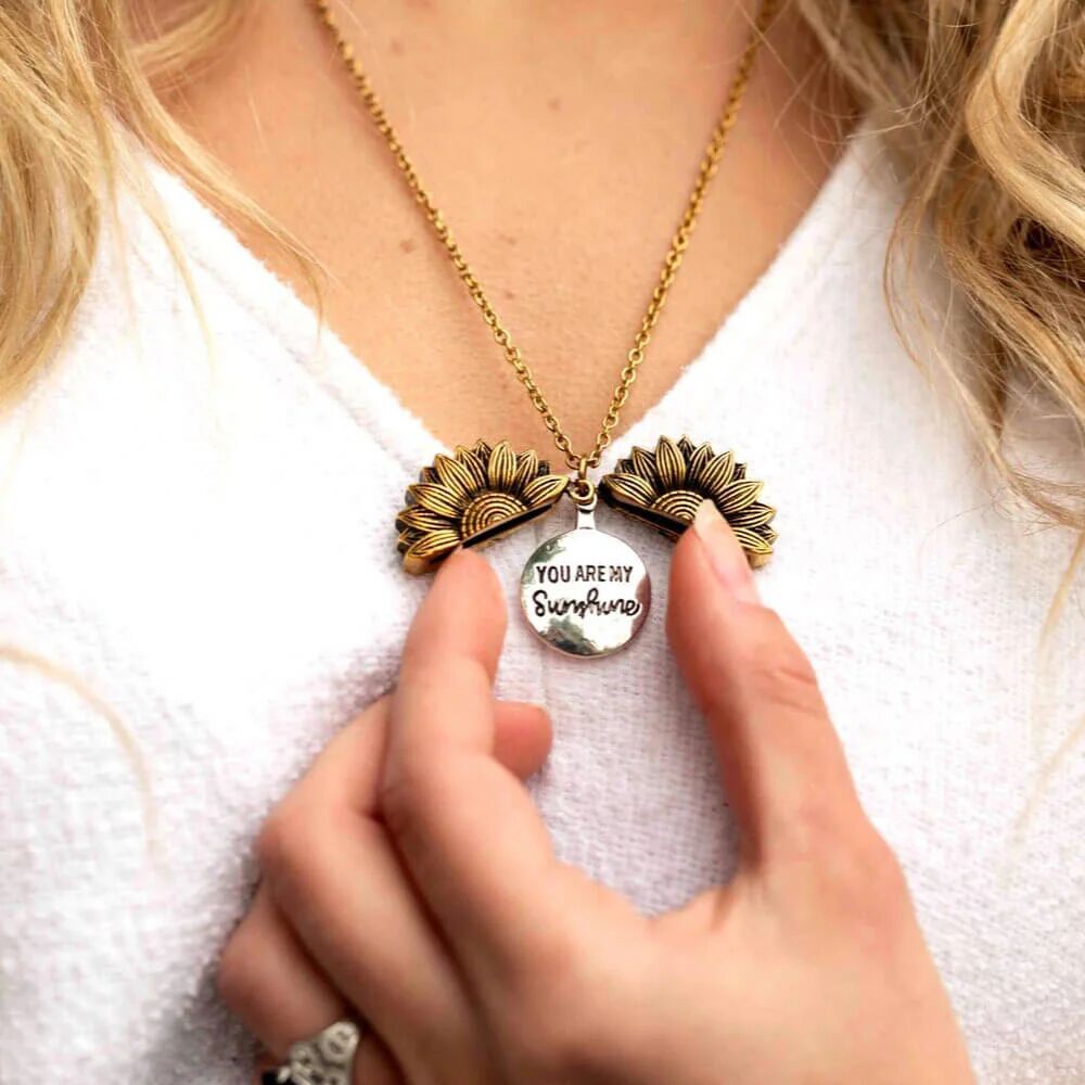 Mounteen Sunflower "You Are My Sunshine" Necklace