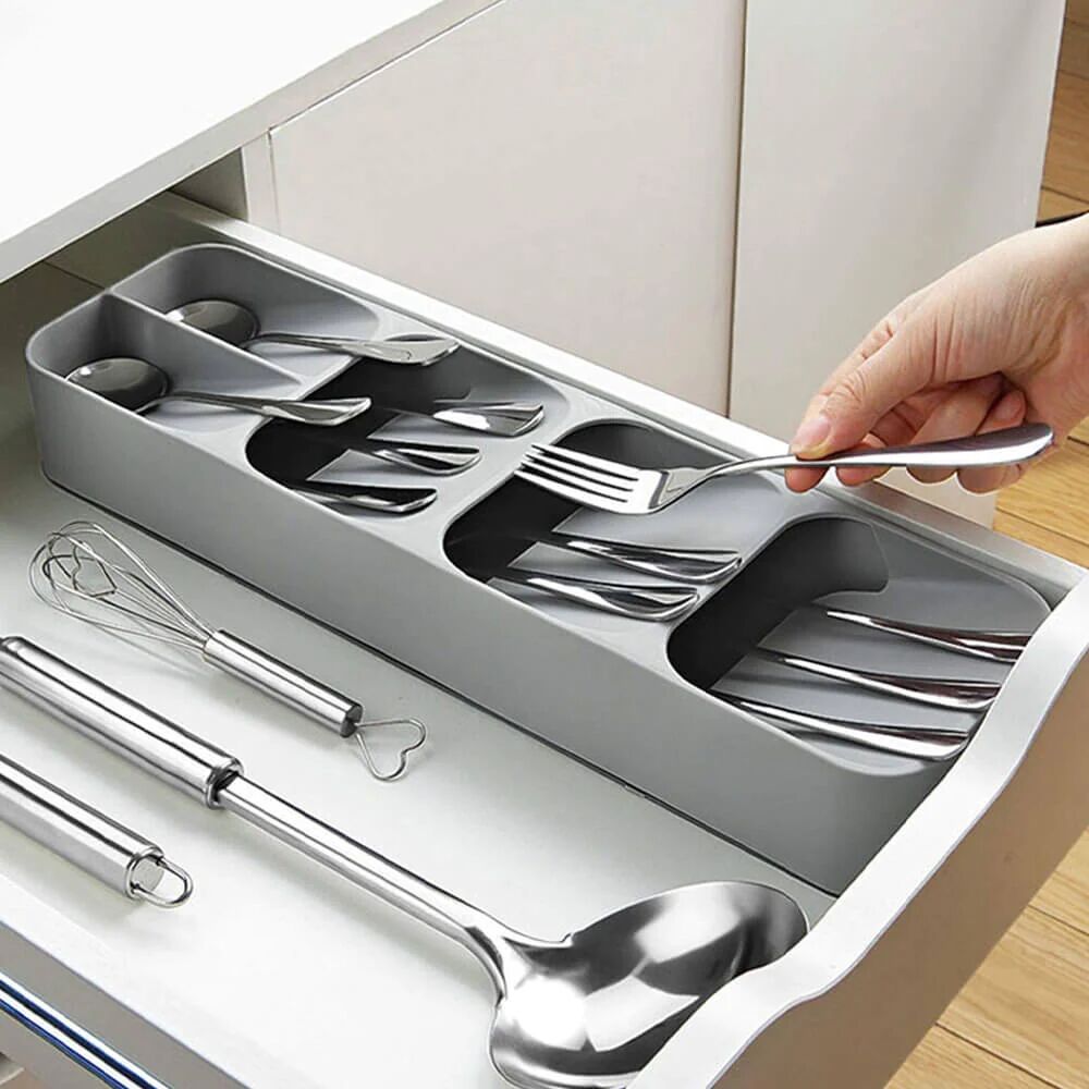 Mounteen Compact Cutlery Organizer Kitchen Drawer Tray