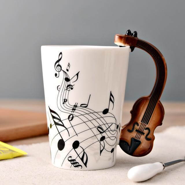 Mounteen Novelty Guitar Ceramic Mug