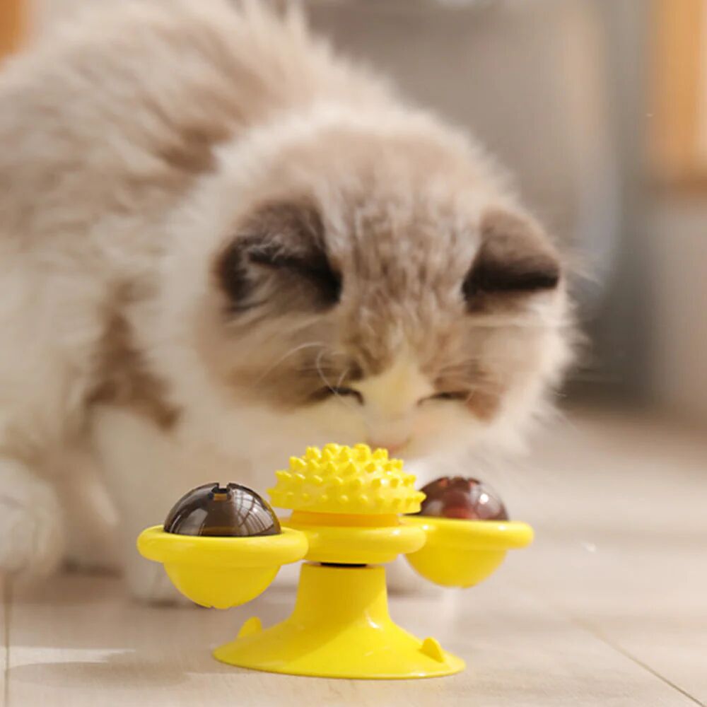 Mounteen Rotating Windmill Cat Toy For Chewing, Swatting & Rubbing