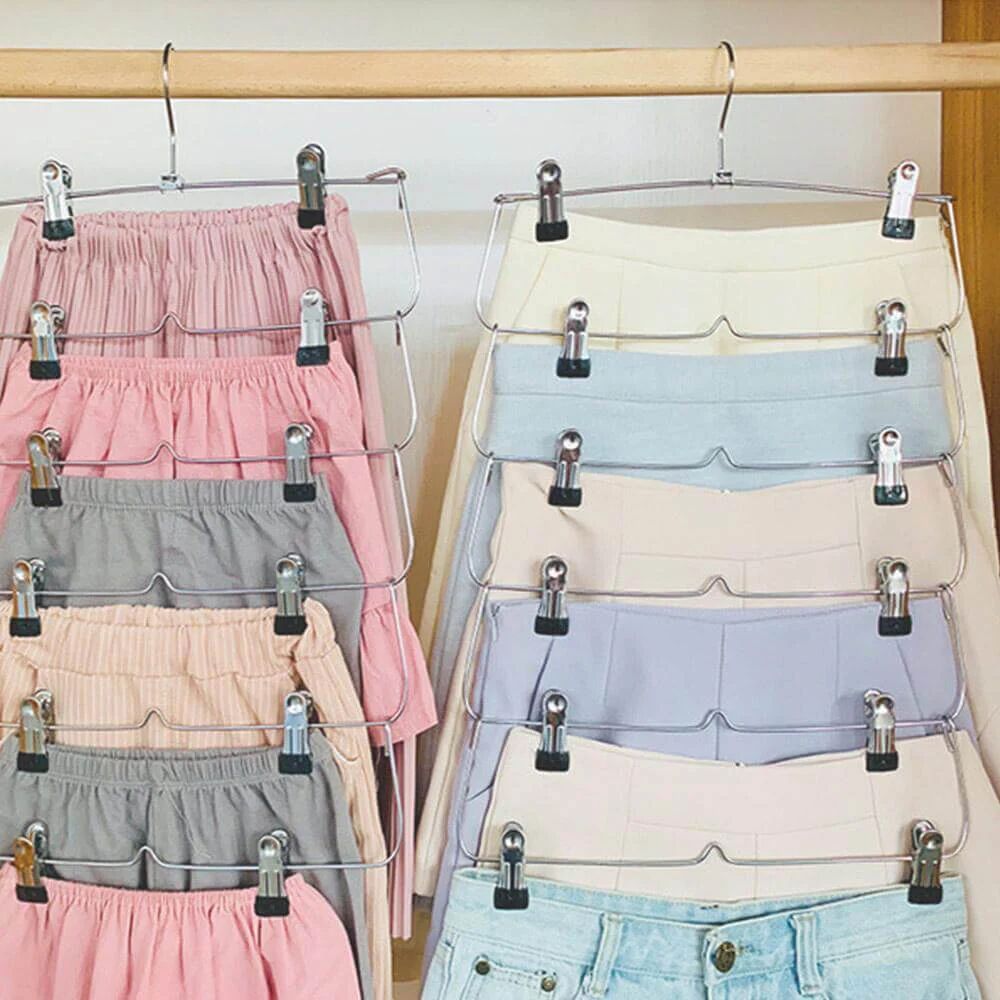 Mounteen Space Saving Multi Pants Hanger With Clips