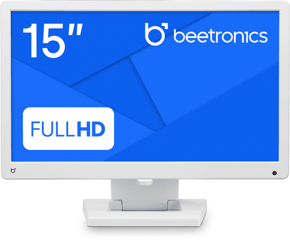 Beetronics 15" Monitor Full HD 1080p with HDMI, VGA, Video   Professional Use - White monitor