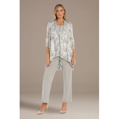 RM Richards Three-Piece Metallic Patterned Pantsuit in Champagne Size: 16 David's Bridal RM Richards Three-Piece Metallic Patterned Pantsuit in Champagne Size: 16 David's Bridal