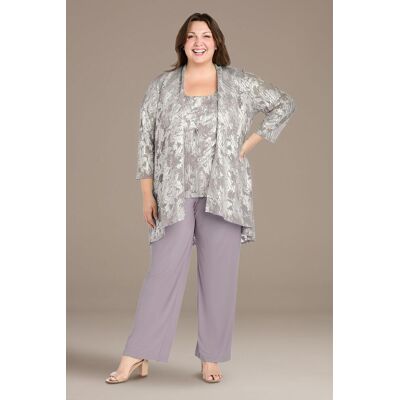 RM Richards Three-Piece Metallic Patterned Pantsuit in Lavender Size: 24W David's Bridal RM Richards Three-Piece Metallic Patterned Pantsuit in Lavender Size: 24W David's Bridal