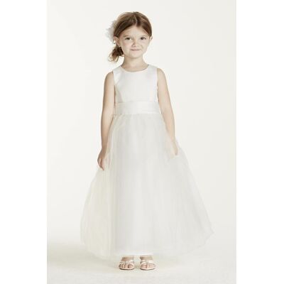 Satin Sleeveless Bodice With Tulle Skirt in Ivory Size: 5 David's Bridal Satin Sleeveless Bodice With Tulle Skirt in Ivory Size: 5 David's Bridal