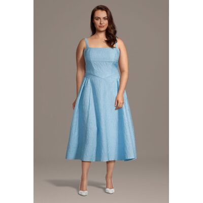 DB Studio Drop Waist Jacquard A-Line Midi Dress in Light Blue Size: 1X David's Bridal DB Studio Drop Waist Jacquard A-Line Midi Dress in Light Blue Size: 1X David's Bridal