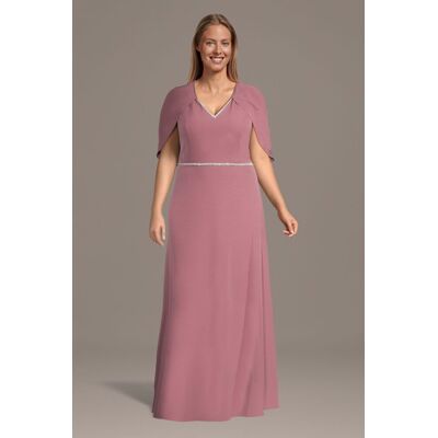 Oleg Cassini Crepe V-Neck Capelet A-Line Dress in Rosewood Size: 22W David's Bridal Oleg Cassini Crepe V-Neck Capelet A-Line Dress in Rosewood Size: 22W David's Bridal