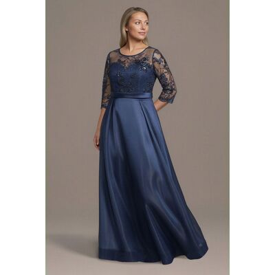 Oleg Cassini Satin A-Line Dress With Embroidered Popover Jacket in Navy Size: 20W David's Bridal Oleg Cassini Satin A-Line Dress With Embroidered Popover Jacket in Navy Size: 20W David's Bridal