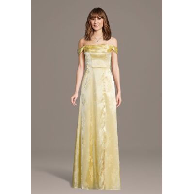 Celebrate DB Studio Jacquard Off-The-Shoulder Cowl Neck A-Line Dress in Pale Yellow Size: 2X David's Bridal Celebrate DB Studio Jacquard Off-The-Shoulder Cowl Neck A-Line Dress in Pale Yellow Size: 2X David's Bridal