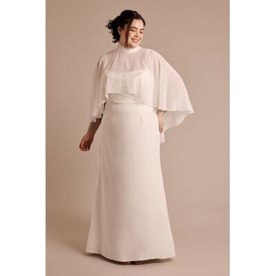 DB Studio Chiffon Mock Neck Cape in Soft White Size: XS/S David's Bridal DB Studio Chiffon Mock Neck Cape in Soft White Size: XS/S David's Bridal