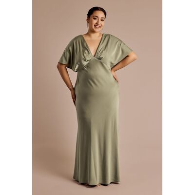 DB Studio V-Neck Blouson A-Line Dress in Eucalyptus Size: 18 David's Bridal DB Studio V-Neck Blouson A-Line Dress in Eucalyptus Size: 18 David's Bridal