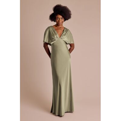 DB Studio V-Neck Blouson A-Line Dress in Eucalyptus Size: 16 David's Bridal DB Studio V-Neck Blouson A-Line Dress in Eucalyptus Size: 16 David's Bridal