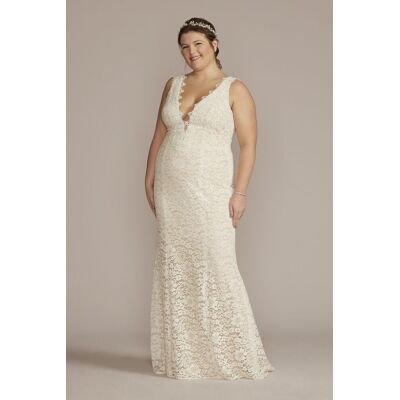 DB Studio Lace Tank Plus Size Wedding Gown With V-Back in Ivory/Stone Size: 24W David's Bridal DB Studio Lace Tank Plus Size Wedding Gown With V-Back in Ivory/Stone Size: 24W David's Bridal