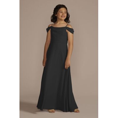 Celebrate DB Studio Chiffon Swag Sleeve Junior Bridesmaid Dress in Black Size: 12 David's Bridal Celebrate DB Studio Chiffon Swag Sleeve Junior Bridesmaid Dress in Black Size: 12 David's Bridal