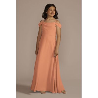 Celebrate DB Studio Chiffon Swag Sleeve Junior Bridesmaid Dress in Terracotta Size: 12 David's Bridal Celebrate DB Studio Chiffon Swag Sleeve Junior Bridesmaid Dress in Terracotta Size: 12 David's Bridal