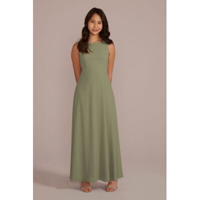 Celebrate DB Studio Chiffon Junior Bridesmaid Dress With Tie Back in Eucalyptus Size: 10 David's Bridal Celebrate DB Studio Chiffon Junior Bridesmaid Dress With Tie Back in Eucalyptus Size: 10 David's Bridal