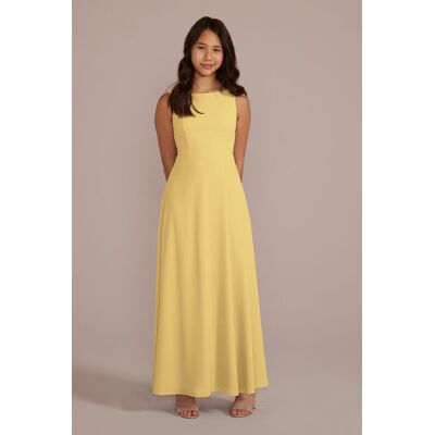 Celebrate DB Studio Chiffon Junior Bridesmaid Dress With Tie Back in Pale Yellow Size: 6 David's Bridal Celebrate DB Studio Chiffon Junior Bridesmaid Dress With Tie Back in Pale Yellow Size: 6 David's Bridal