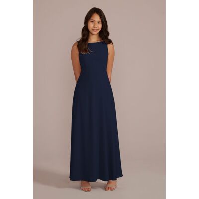 Celebrate DB Studio Chiffon Junior Bridesmaid Dress With Tie Back in Marine Size: 18 David's Bridal Celebrate DB Studio Chiffon Junior Bridesmaid Dress With Tie Back in Marine Size: 18 David's Bridal