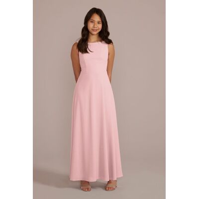 Celebrate DB Studio Chiffon Junior Bridesmaid Dress With Tie Back in Pastel Pink Size: 18 David's Bridal Celebrate DB Studio Chiffon Junior Bridesmaid Dress With Tie Back in Pastel Pink Size: 18 David's Bridal