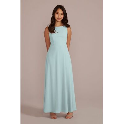 Celebrate DB Studio Chiffon Junior Bridesmaid Dress With Tie Back in Sky Blue Size: 10 David's Bridal Celebrate DB Studio Chiffon Junior Bridesmaid Dress With Tie Back in Sky Blue Size: 10 David's Bridal