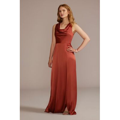 Celebrate DB Studio Tall Charmeuse Sleeveless Cowl Bridesmaid Dress in Cinnamon Size: 0 David's Bridal Celebrate DB Studio Tall Charmeuse Sleeveless Cowl Bridesmaid Dress in Cinnamon Size: 0 David's Bridal