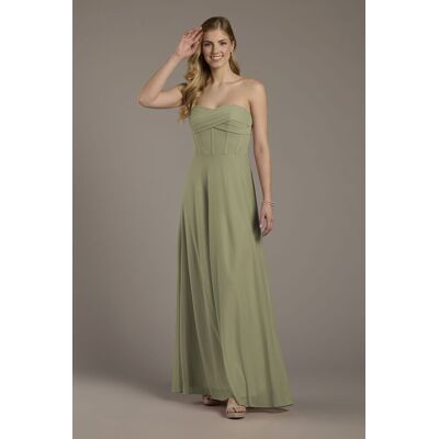 Celebrate DB Studio Mesh Twist Bodice Corset A-Line Dress in Eucalyptus Size: 22 David's Bridal Celebrate DB Studio Mesh Twist Bodice Corset A-Line Dress in Eucalyptus Size: 22 David's Bridal
