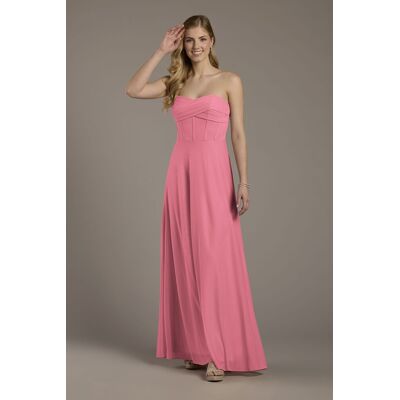 Celebrate DB Studio Mesh Twist Bodice Corset A-Line Dress in Rose Pink Size: 0 David's Bridal Celebrate DB Studio Mesh Twist Bodice Corset A-Line Dress in Rose Pink Size: 0 David's Bridal