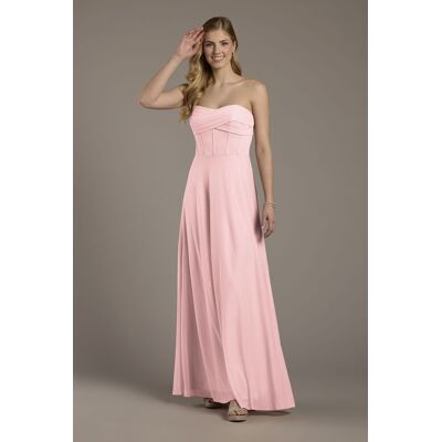 Celebrate DB Studio Mesh Twist Bodice Corset A-Line Dress in Pastel Pink Size: 0 David's Bridal Celebrate DB Studio Mesh Twist Bodice Corset A-Line Dress in Pastel Pink Size: 0 David's Bridal