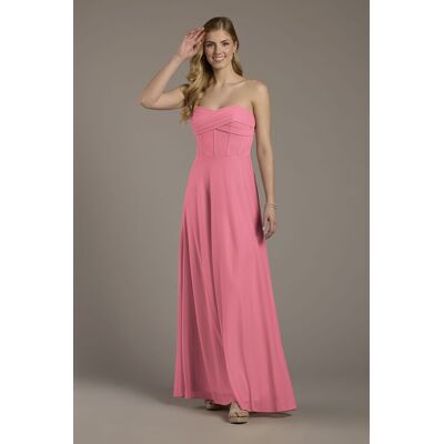 Celebrate DB Studio Mesh Twist Bodice Corset A-Line Dress in Rose Pink Size: 0 David's Bridal Celebrate DB Studio Mesh Twist Bodice Corset A-Line Dress in Rose Pink Size: 0 David's Bridal