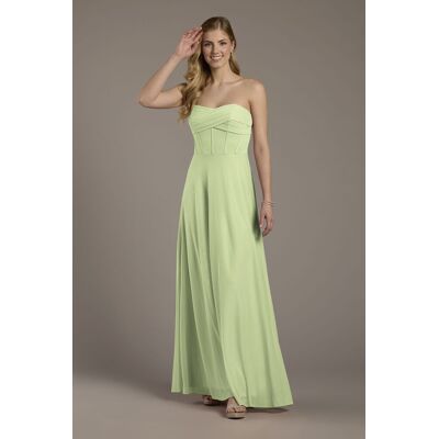 Celebrate DB Studio Mesh Twist Bodice Corset A-Line Dress in Pistachio Size: 18 David's Bridal Celebrate DB Studio Mesh Twist Bodice Corset A-Line Dress in Pistachio Size: 18 David's Bridal