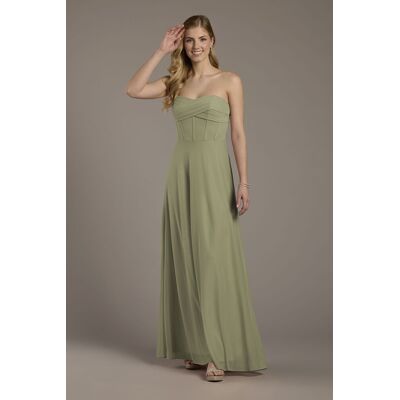 Celebrate DB Studio Mesh Twist Bodice Corset A-Line Dress in Eucalyptus Size: 22 David's Bridal Celebrate DB Studio Mesh Twist Bodice Corset A-Line Dress in Eucalyptus Size: 22 David's Bridal